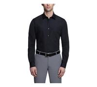 Van Heusen Men's Dress Shirt Fitted Poplin Solid, Black, 17" Neck 36"-37" Sleeve