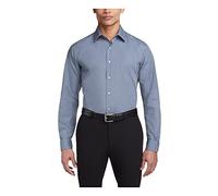 Van Heusen Men's Dress Shirt Fitted Poplin Solid, Grey, 18.5" Neck 34"-35" Sleeve