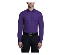 Van Heusen Men's Dress Shirt Fitted Poplin Solid, Purple Velvet, 16.5" Neck 34"-35" Sleeve