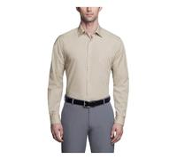 Van Heusen Men's Dress Shirt Fitted Poplin Solid, Stone, 18" Neck 36"-37" Sleeve