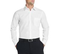 Van Heusen Men's Dress Shirt Fitted Poplin Solid, White, 18.5" Neck 36"-37" Sleeve