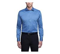 Van Heusen Men's Dress Shirt Regular Fit Flex Collar Stretch Solid, Dusty Blue, 17.5" Neck 34"-35" Sleeve