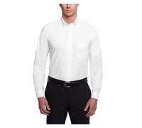 Van Heusen Men's Dress Shirt Regular Fit Oxford Solid, White, 20.5"-21" Neck 36"-37" Sleeve