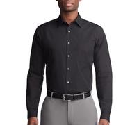 Van Heusen Men's Dress Shirt Regular Fit Poplin Solid, Black, 16.5" Neck 34"-35" Sleeve