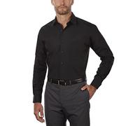 Van Heusen Men's Dress Shirt Regular Fit Poplin Solid, Black, 17" Neck 32"-33" Sleeve