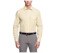 Van Heusen Men's Dress Shirt Regular Fit Poplin Solid, Lemon Glaze, 18" Neck 36"-37" Sleeve