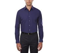 Van Heusen Men's Poplin Regular Fit Solid Point Collar Dress Shirt, Persian Blue, 15.5" Neck 36"-37" Sleeve