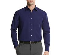 Van Heusen Men's Dress Shirt Regular Fit Poplin Solid, Persian Blue, 18.5" Neck 32"-33" Sleeve