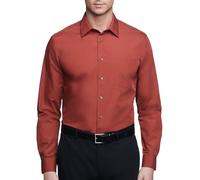 Van Heusen Men's Dress Shirt Regular Fit Poplin Solid, Persimmon, 15.5" Neck 36"-37" Sleeve