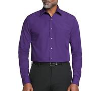 Van Heusen Men's Dress Shirt Regular Fit Poplin Solid, Purple Velvet, 16.5" Neck 34"-35" Sleeve