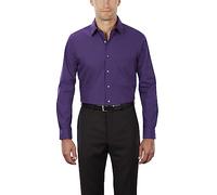Van Heusen Men's Dress Shirt Regular Fit Poplin Solid, Purple Velvet, 16.5" Neck 36"-37" Sleeve