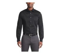 Van Heusen Men's Dress Shirt Regular Fit Ultra Wrinkle Free Flex Collar Stretch Solid, Black, 16"-16.5" Neck 34"-35" Sleeve