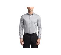 Van Heusen Men's Dress Shirt Regular Fit Ultra Wrinkle Free Flex Collar Stretch Solid, Grey Mist, 17"-17.5" Neck 36"-37" Sleeve