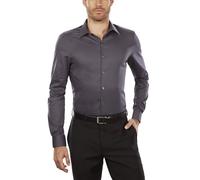 Van Heusen Men's Dress Shirt Slim Fit Flex Collar Stretch Solid, Charcoal, 18" Neck 36"-37" Sleeve
