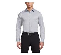 Van Heusen Men's Dress Shirt Slim Fit Flex Collar Stretch Solid, Grey Mist, 15.5" Neck 32"-33" Sleeve