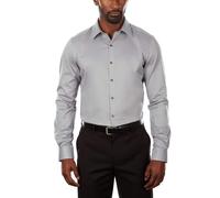 Van Heusen Men's Dress Shirt Slim Fit Flex Collar Stretch Solid, Grey Mist, 15.5" Neck 32"-33" Sleeve
