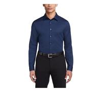 Van Heusen Men's Dress Shirt Slim Fit Flex Collar Stretch Solid, Night Blue, 16.5" Neck 36"-37" Sleeve