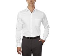Van Heusen Men's Dress Shirts Fitted Lux Sateen Stretch Solid Spread Collar, White, 15.5" Neck 32"-33" Sleeve