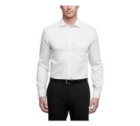 Van Heusen Men's Dress Shirts Regular Fit Lux Sateen Stretch Solid, White, 17" Neck 32"-33" Sleeve