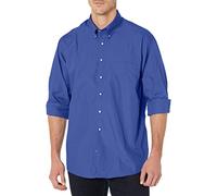 Van Heusen Men's Dress Shirts Regular Fit Silky Poplin Solid, Royal Blue, Large