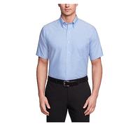 Van Heusen Men's Dress Shirts Short Sleeve Oxford Solid, Blue, 17.5" Neck