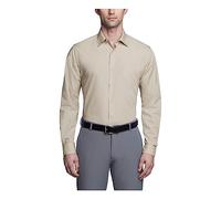 Van Heusen Men's Fitted Poplin Solid Point Dress Shirt, Stone, 15 Neck 34-35 Sleeve UK