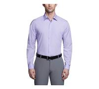 Van Heusen Men's Poplin Fitted Solid Point Collar Dress Shirt, Lavender, 15.5" Neck 36"-37" Sleeve