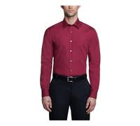 Van Heusen Men's Poplin Fitted Solid Point Collar Dress Shirt, Magenta, 17.5" Neck 32"-33" Sleeve