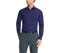 Van Heusen Men's Poplin Fitted Solid Point Collar Dress Shirt, Persian Blue, 15.5" Neck 36"-37" Sleeve