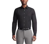 Van Heusen Men's Poplin Regular Fit Solid Point Collar Dress Shirt, Black, 16.5" Neck 36"-37" Sleeve