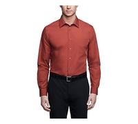 Van Heusen Men's Poplin Regular Fit Solid Point Collar Dress Shirt, Persimmon, 18" Neck 36"-37" Sleeve