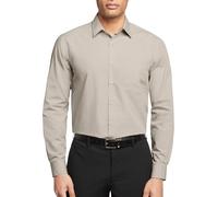 Van Heusen Men's Poplin Regular Fit Solid Point Collar Dress Shirt, Stone, 17" Neck 34"-35" Sleeve
