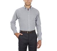 Van Heusen Men's Regular Fit Gingham Button Down Collar Dress Shirt, Black, 15.5"-16" Neck 33"-34" Sleeve