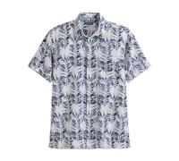 Van Heusen Mens Short Sleeve Camp Shirt - Regular Fit Point Collar Button Down with Pocket, Moisture Wicking Quick Dry, Navy Leaf Print, Large