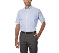 Van Heusen Men's Short Sleeve Dress Shirt Regular Fit Oxford Solid, Blue, 15.5"-16" Neck