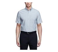 Van Heusen Men's Short Sleeve Dress Shirt Regular Fit Oxford Solid, Greystone, Large