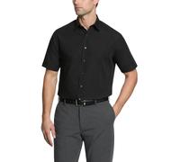 Van Heusen Men's Short Sleeve Dress Shirt Regular Fit Poplin Solid, Black, 16.5" Neck