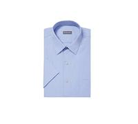 Van Heusen Men's Short Sleeve Dress Shirt Regular Fit Poplin Solid, Cameo Blue, 18.5" Neck