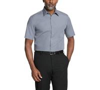 Van Heusen Men's Short Sleeve Dress Shirt Regular Fit Poplin Solid, Grey, 15.5" Neck