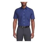 Van Heusen Men's Short Sleeve Dress Shirt Regular Fit Poplin Solid, Persian Blue, 18.5" Neck