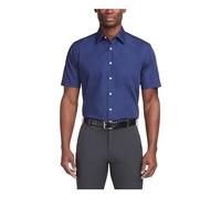 Van Heusen Men's Short Sleeve Dress Shirt Regular Fit Poplin Solid, Persian Blue, 18" Neck