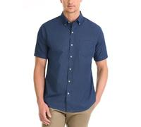 Van Heusen Men's Wrinkle Free Short Sleeve Button Down Check Shirt, Carbon Blue Minicheck, Large