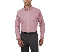 Van Heusen mens13V0225Regular Fit Gingham Button Down Collar Dress Shirt Button Down Collar Long Sleeve Dress Shirt - red - Medium
