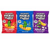 Van Holten’s Pickle Puffed Snacks Variety Pack - Hot Mama, Garlic Joe & Original | Crunchy Pickle-Flavored Protein Snack | 7g Protein per Bag | (50g) Each