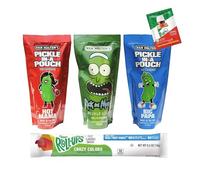 Van Holtens Pickle In A Pouch Assorted Pack (Pickle Rick, Hot Mama, Big Papa) 306g - Juicy, Bold & Tangy American Style Pickles with Fruit Roll & Lime Seasoning - Unique Taste vs Standard Gherkins