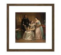 Van Honthorst Showing Drawings Pupil Louise Bohemia 8X8 Inch Square Wooden Framed Wall Art Print Picture with Mount Artery8 Brown One Size