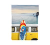 Van in The Beach with a Surfboard Print 13-inch Laptop Sleeve, Slim Shockproof Insertion Design Leather Laptop Case for Office, School, Travel