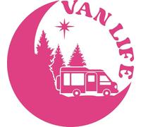 Van Life Adventure Travel Decal - Car Bumper Sticker - Van - Caravan - Motorhome - Campervan - Mirror - Laptop - Wall - Camping Gifts (Pink, Large)