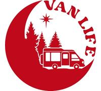 Van Life Adventure Travel Decal - Car Bumper Sticker - Van - Caravan - Motorhome - Campervan - Mirror - Laptop - Wall - Camping Gifts (Red, Large)