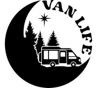 Van Life Adventure Travel Decal - Car Bumper Sticker - Van - Caravan - Motorhome - Campervan - Mirror - Laptop - Wall - Camping Gifts (Black, Small)